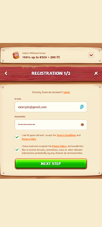 Processus d'inscription de Billybets sur mobile