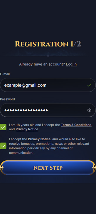 Processus d'inscription de Cazeus sur mobile