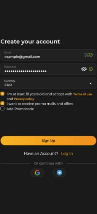 Processus d'inscription de Spinstar.bet sur mobile